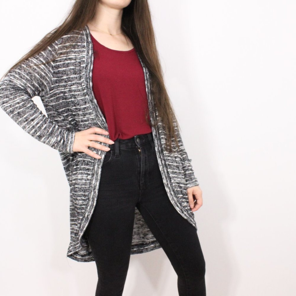 *Dex Black & White Cardigan